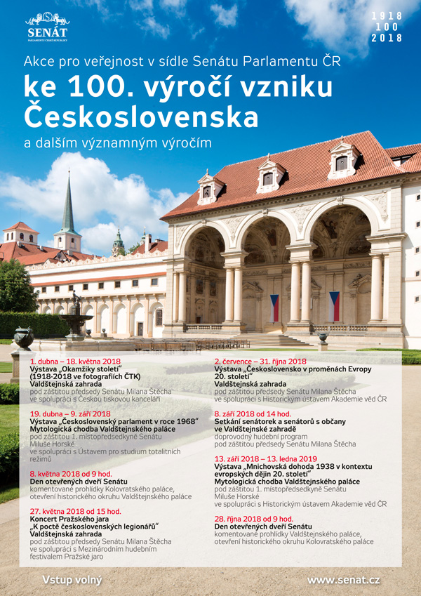 Vybrané akce pořádané v sídle Senátu k výročím v roce 2018